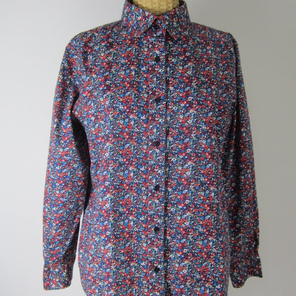 Brooks Brothers Womens 10 Multicolor Floral Calico Cotton LS Shirt Blouse  M